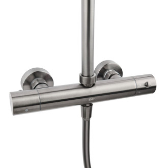 Sprchový systém SAT Aurum s termostatickou baterií broušený gun metal SATSSTKAURBGM