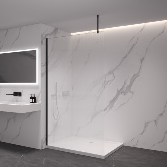 CERANO Sprchová zástěna Walk-in Onyx Top L/P černá mat, rýhované sklo 140x200
