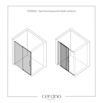 CERANO Sprchové posuvné dveře Lantono L/P černá matná, transp.sklo 130x195 cm CER-432049