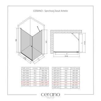 CERANO Sprchový kout Antelo L/P chrom, transparent sklo 110x80 křídlový