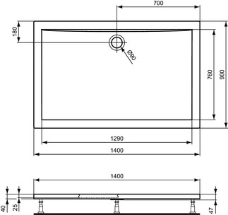 Ideal Standard ULTRA FLAT sprchová vanička  K 5186 01 obdélník 140x90