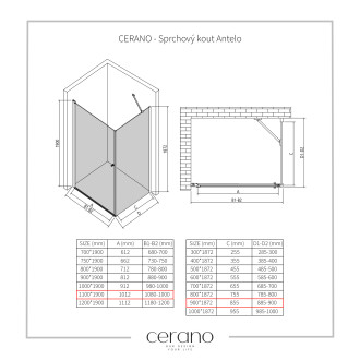 CERANO Sprchový kout Antelo L/P chrom, transparent sklo 110x90 křídlový