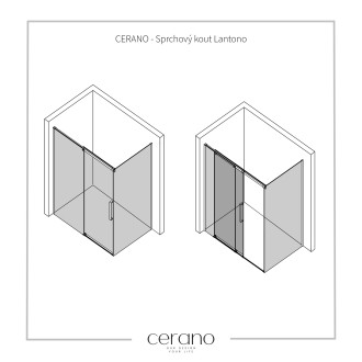 CERANO Sprchový kout Lantono L/P chrom, transparentní sklo 140x100 cm posuvný CER-432205