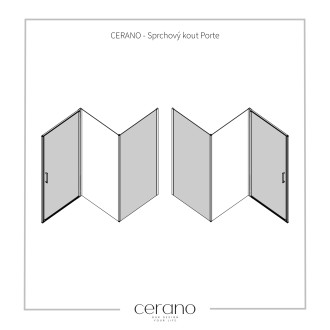 CERANO Sprchový kout Porte L/P černá matná, transp.sklo 100x80cm křídlový CER-413588