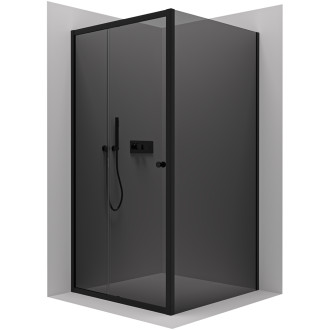 CERANO Sprchový kout Varone L/P černá matná, grafitové sklo 90x90 cm posuvný CER-429559