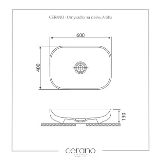 CERANO Umyvadlo na desku Aloha černá matná 60x40 cm CER-403332