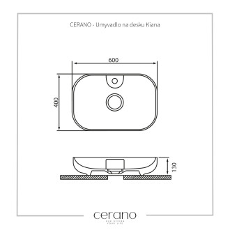 CERANO Umyvadlo na desku Kiana bílá lesklá 60x40 cm CER-403335