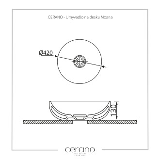 CERANO Umyvadlo na desku Moana bílá lesklá ? 42 cm CER-403350