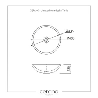 CERANO Umyvadlo na desku Tahia bílá lesklá ? 43 cm CER-403377