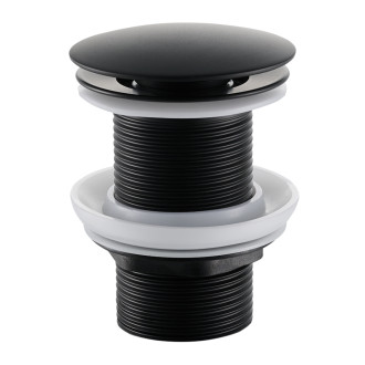 CERANO Umyvadlová výpusť 5/4“ click-clack univerzální+kryt z mramoru černá mat. CER-431746
