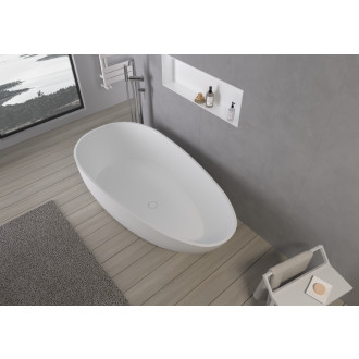 CERANO Volně stojící vana z litého mramoru Aura bílá matná 180x90 cm CER-VELA1050W