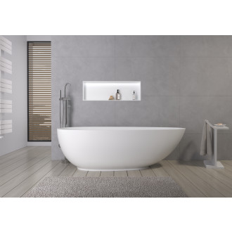 CERANO Volně stojící vana z litého mramoru Aura bílá matná 180x90 cm CER-VELA1050W