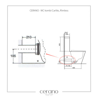 CERANO WC kombi Carlito, Rimless+UF sedátko/zadní odpad černá matná 36,5x61cm CER-433866