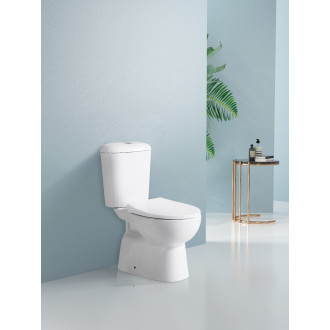CERANO WC kombi Favo, Rimless + sedátko spodní odpad bílá lesklá 37,5x63 cm CER-428437