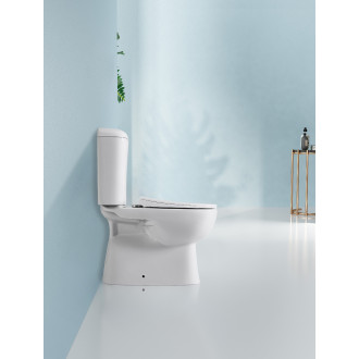 CERANO WC kombi Favo, Rimless + sedátko spodní odpad bílá lesklá 37,5x63 cm CER-428437