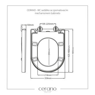 CERANO WC sedátko se zpomalovacím mechan. Gabineto bílá lesklá 35,9x5x46,4cm CER-414797