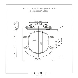 CERANO WC sedátko se zpomal.mech.Sedile slim/UF bílá matná 36,4x4,9x42,7 cm CER-414770
