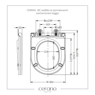 CERANO WC sedátko se zpomal.mech.Seggio slim/UF bílá matná 36x4,2x43 cm CER-414791
