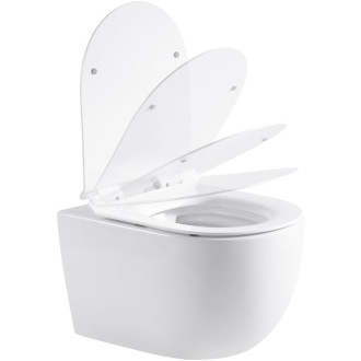 CERANO Závěsná WC mísa Felci, Rimless + UF sedátko bílá lesklá 36x52,5 cm CER-417377