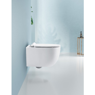 CERANO Závěsná WC mísa Felci, Rimless + UF sedátko bílá lesklá 36x52,5 cm CER-417377