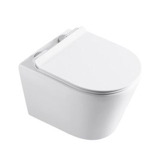 CERANO Závěsná WC mísa Norbi, Rimless + UF sedátko bílá lesklá 36,5x48,5 cm CER-417380