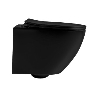 CERANO Závěsná WC mísa Verde, Rimless + UF sedátko černá matná 36x49 cm CER-417350