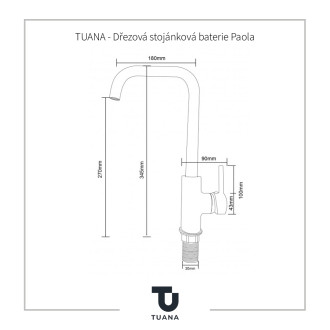 TUANA Dřezová stojánková baterie Paola chrom TU-428371