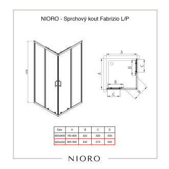CERANO Sprchový kout Fabrizio L/P +FastInstall černá mat, transparent sklo 90x90 posuvný