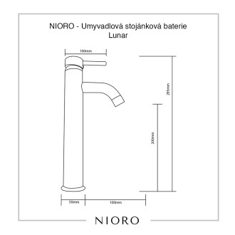 TUANA Umyvadlová stojánková baterie Lunar vysoká černá matná TU-428155