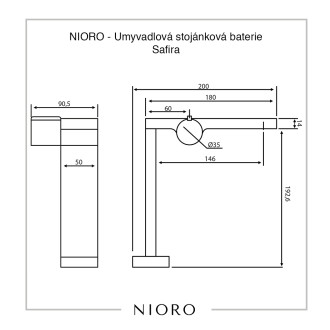 CERANO Umyvadlová stojánková baterie Safira vysoká černá matná CER-423604