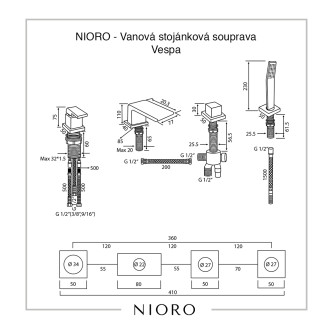 CERANO Vanová stojánková souprava Vespa černá matná CER-424333