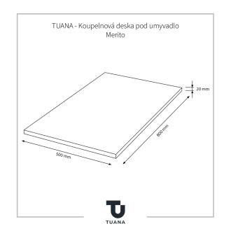 TUANA - Koupelnová deska pod umyvadlo Merito - bílá matná - 80 cm