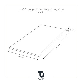 TUANA - Koupelnová deska pod umyvadlo Merito - černá matná - 100 cm