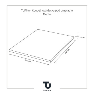 TUANA - Koupelnová deska pod umyvadlo Merito - černá matná - 60 cm