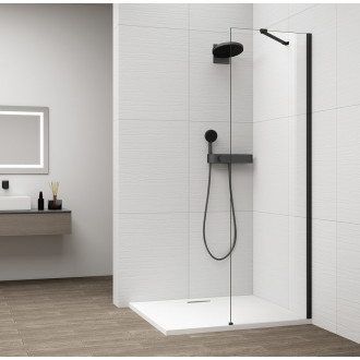 ESCA BLACK MATT sprchová zástěna k instalaci ke stěně, sklo čiré, 300 mm ES1030-02