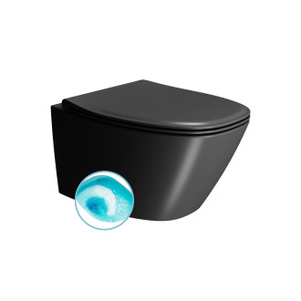 MODO závěsná WC mísa, Swirlflush, 37x54cm, černá dual-mat