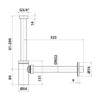 Umyvadlový sifon 5/4", DN32, bílá