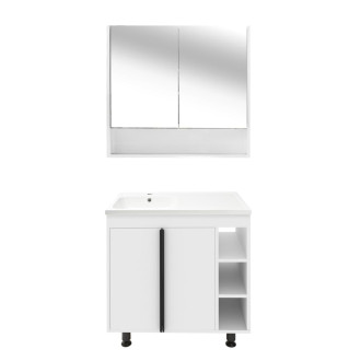 Koupelnová sestava s umyvadlem a zrcadlovou skříňkou Naturel Lucca 79x70x45 cm bílá lesk LUCCASET80W