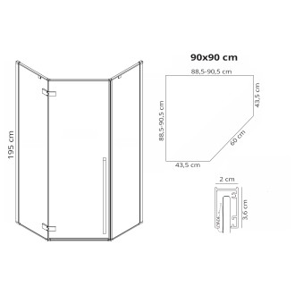 REA Sprchový kout DIAMOND 90x90 BRUSH GOLD KPL-K6506