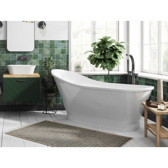 BESCO vana volně stojící GLORIA 1600x680 mm, bílá barva, litý mramor VANPAO16W
