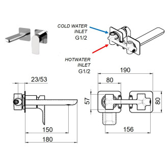 Podomítková umyvadlová baterie  ARNO 15P21 - zlatá lesklá