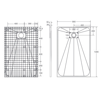 BESCO VEXO OBDÉLNÍK, SMC vanička, 130x90x3,2 cm, černá barva, bez nožiček VEXOOBD1390B
