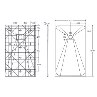 BESCO VEXO OBDÉLNÍK, SMC vanička, 150x90x3,2 cm, černá barva, bez nožiček VEXOOBD1590B