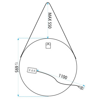 Rea Kulaté LED zrcadlo zavěšené na pásku 70 cm 104 HOM-02697
