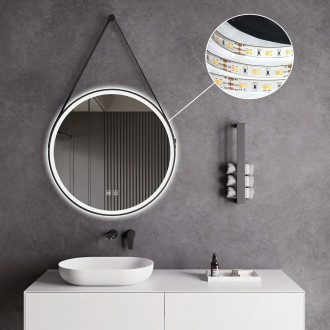 Rea Kulaté LED zrcadlo zavěšené na pásku 80cm 105 HOM-02698