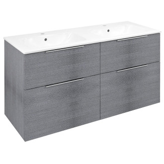 CIRASA umyvadlová skříňka s dvojumyvadlem 121x66x46cm, dub stříbrný