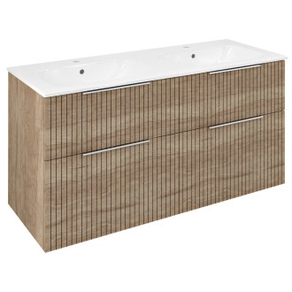 CIRASA umyvadlová skříňka s dvojumyvadlem 121x66x46cm, dub alabama strip