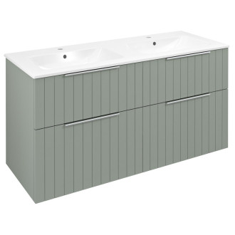 CIRASA umyvadlová skříňka s dvojumyvadlem 121x66x46cm, verde strip
