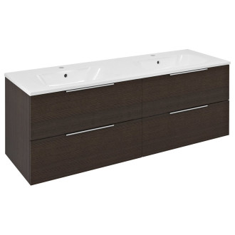 CIRASA umyvadlová skříňka s dvojumyvadlem 141x54x46cm, borovice rustik