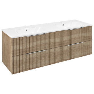 CIRASA umyvadlová skříňka s dvojumyvadlem 141x54x46cm, dub alabama strip